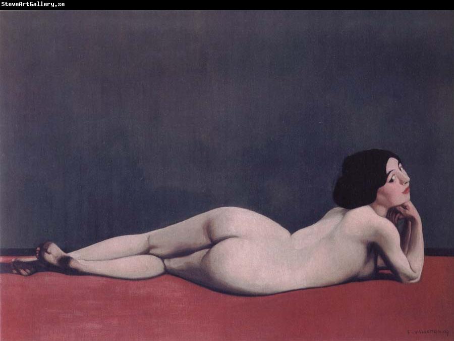 Felix Vallotton Reclining Nude on a Red Carpet